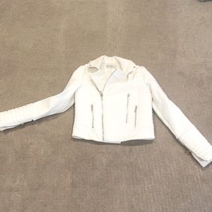 House of CB white Italian leather coat.